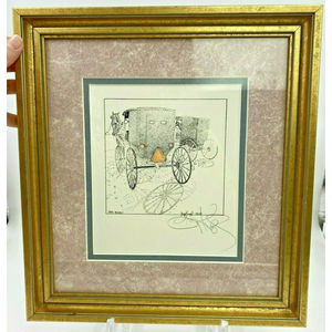 FRAMED PRINT AMISH  "Ohio Buggy" SIGNED BY ARTIST GREG KEMPF 1986 12.5" x 11.5"